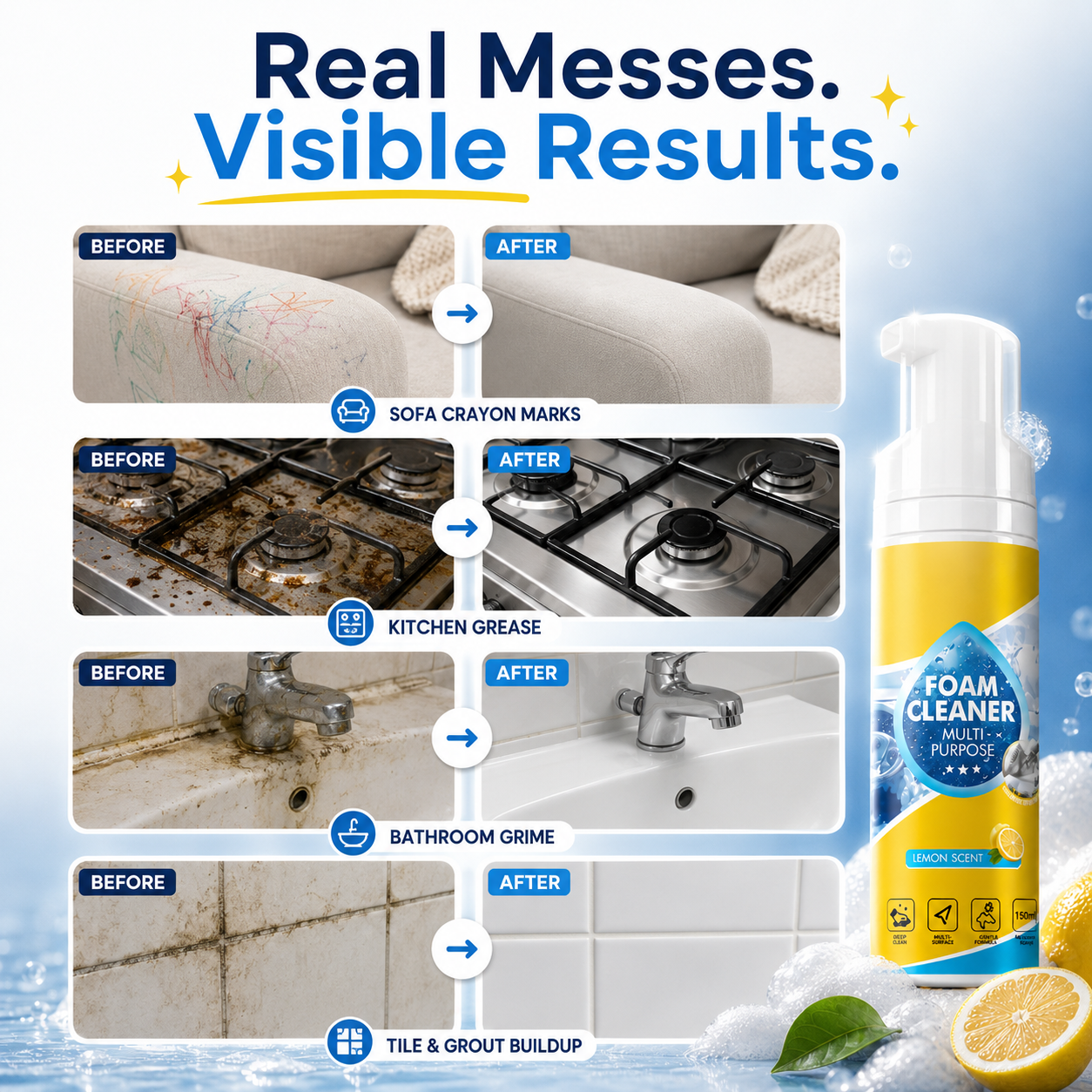 Clean Sofa Stains, Kitchen Grease & Bathroom Grime With One Simple Spray