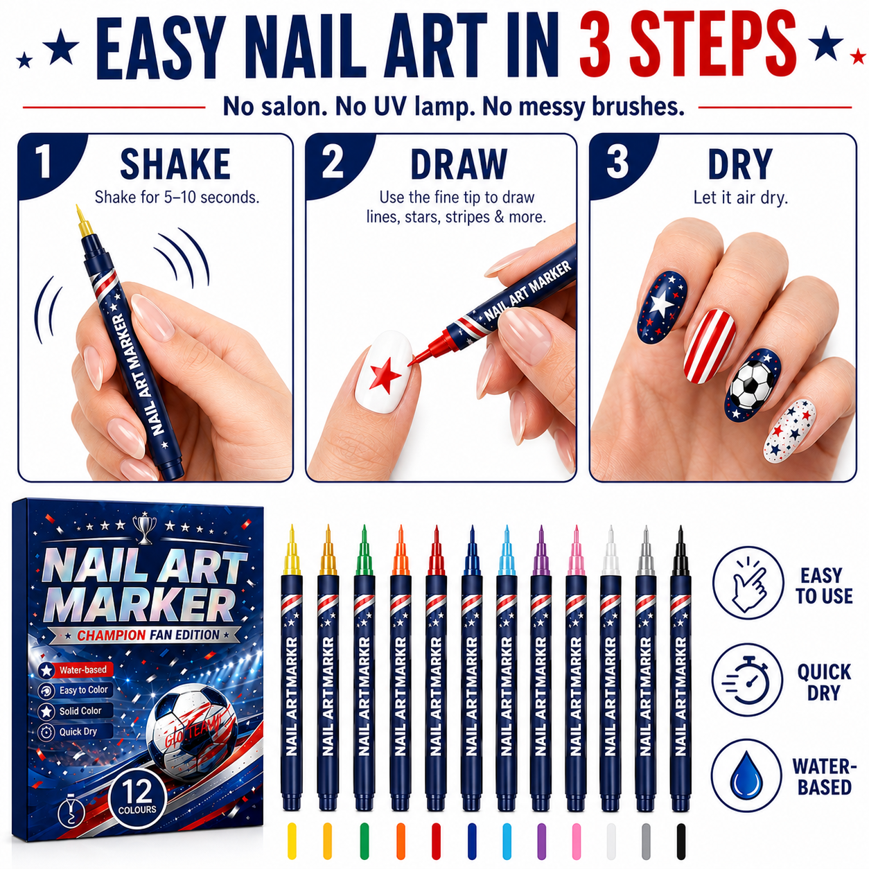 Show Your Team Spirit Right on Your Nails  Support your favorite team with bold, eye-catching nail designs in minutes.
