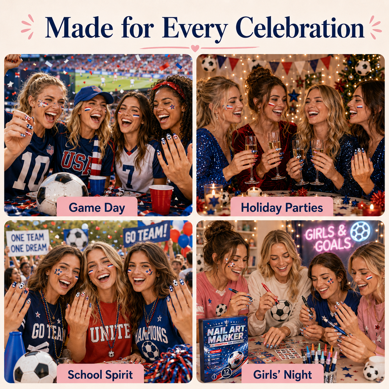 Show Your Team Spirit Right on Your Nails  Support your favorite team with bold, eye-catching nail designs in minutes.